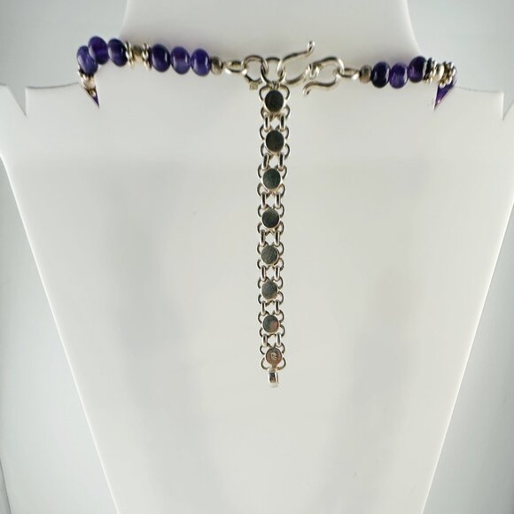 Elegant Vintage Victorian Sterling Silver and Amethyst Multi-Layered Necklace